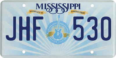 MS license plate JHF530