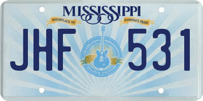 MS license plate JHF531