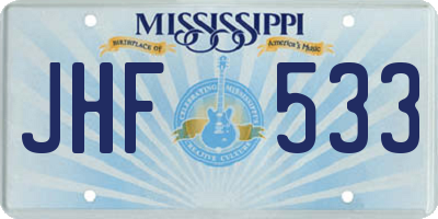 MS license plate JHF533