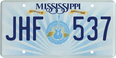 MS license plate JHF537