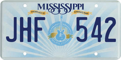 MS license plate JHF542
