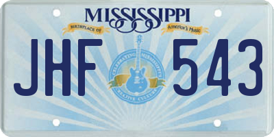 MS license plate JHF543