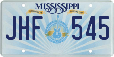 MS license plate JHF545