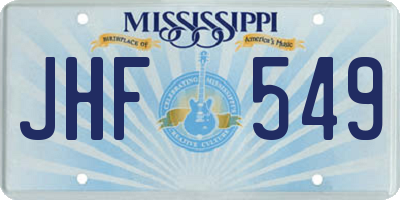 MS license plate JHF549