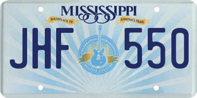 MS license plate JHF550