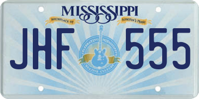 MS license plate JHF555