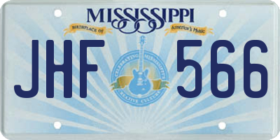 MS license plate JHF566