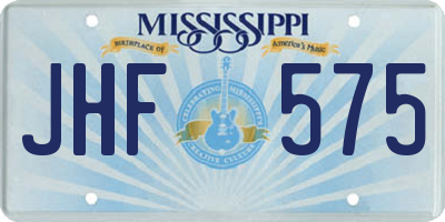 MS license plate JHF575