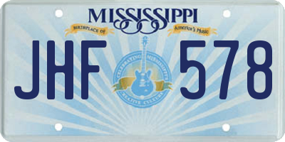 MS license plate JHF578