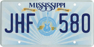 MS license plate JHF580