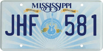 MS license plate JHF581