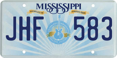 MS license plate JHF583