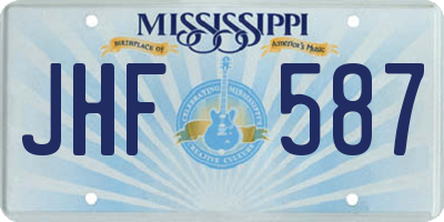 MS license plate JHF587