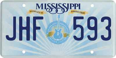 MS license plate JHF593