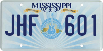MS license plate JHF601