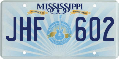 MS license plate JHF602