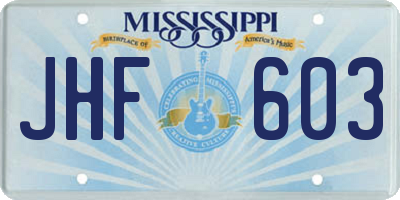 MS license plate JHF603