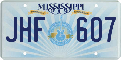 MS license plate JHF607