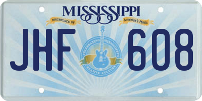 MS license plate JHF608