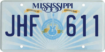 MS license plate JHF611