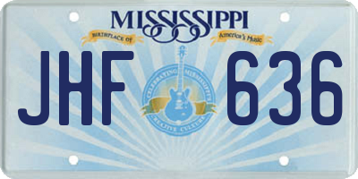 MS license plate JHF636