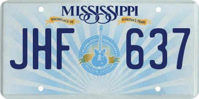 MS license plate JHF637