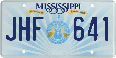 MS license plate JHF641