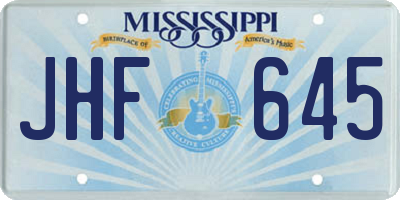 MS license plate JHF645