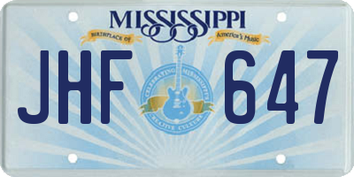 MS license plate JHF647