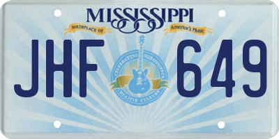 MS license plate JHF649