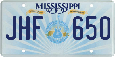 MS license plate JHF650