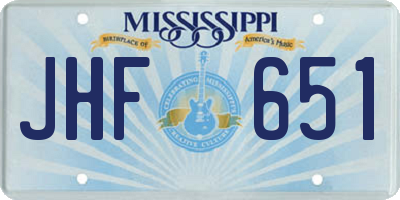 MS license plate JHF651
