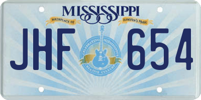 MS license plate JHF654