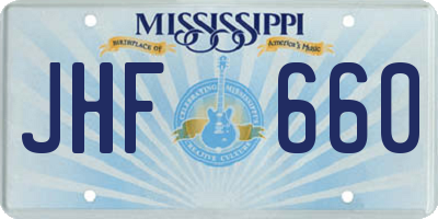 MS license plate JHF660