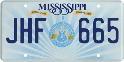 MS license plate JHF665