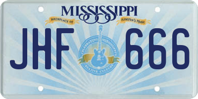 MS license plate JHF666