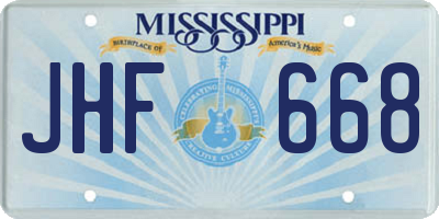 MS license plate JHF668