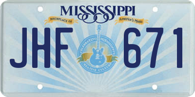 MS license plate JHF671
