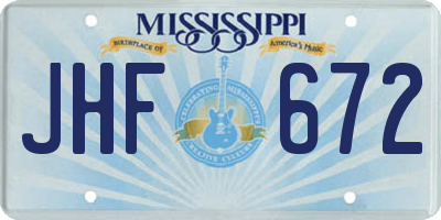 MS license plate JHF672