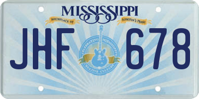 MS license plate JHF678