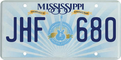 MS license plate JHF680