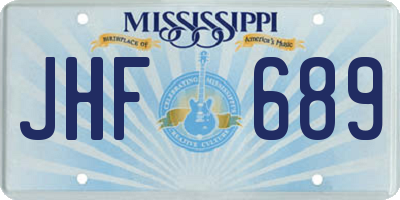 MS license plate JHF689
