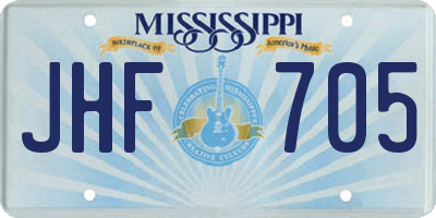 MS license plate JHF705