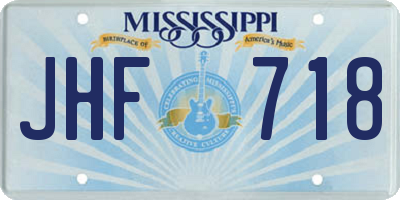 MS license plate JHF718