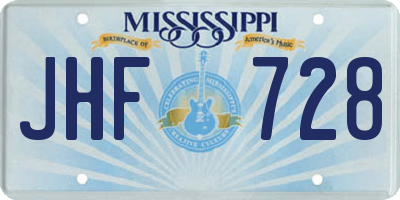 MS license plate JHF728