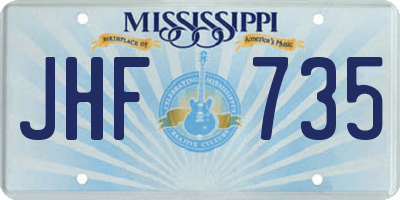 MS license plate JHF735