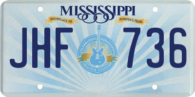 MS license plate JHF736