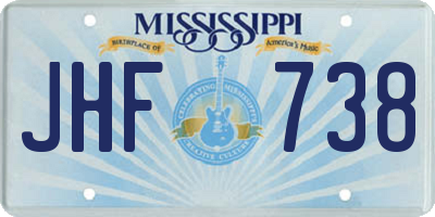 MS license plate JHF738