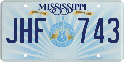 MS license plate JHF743