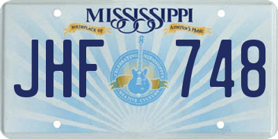 MS license plate JHF748